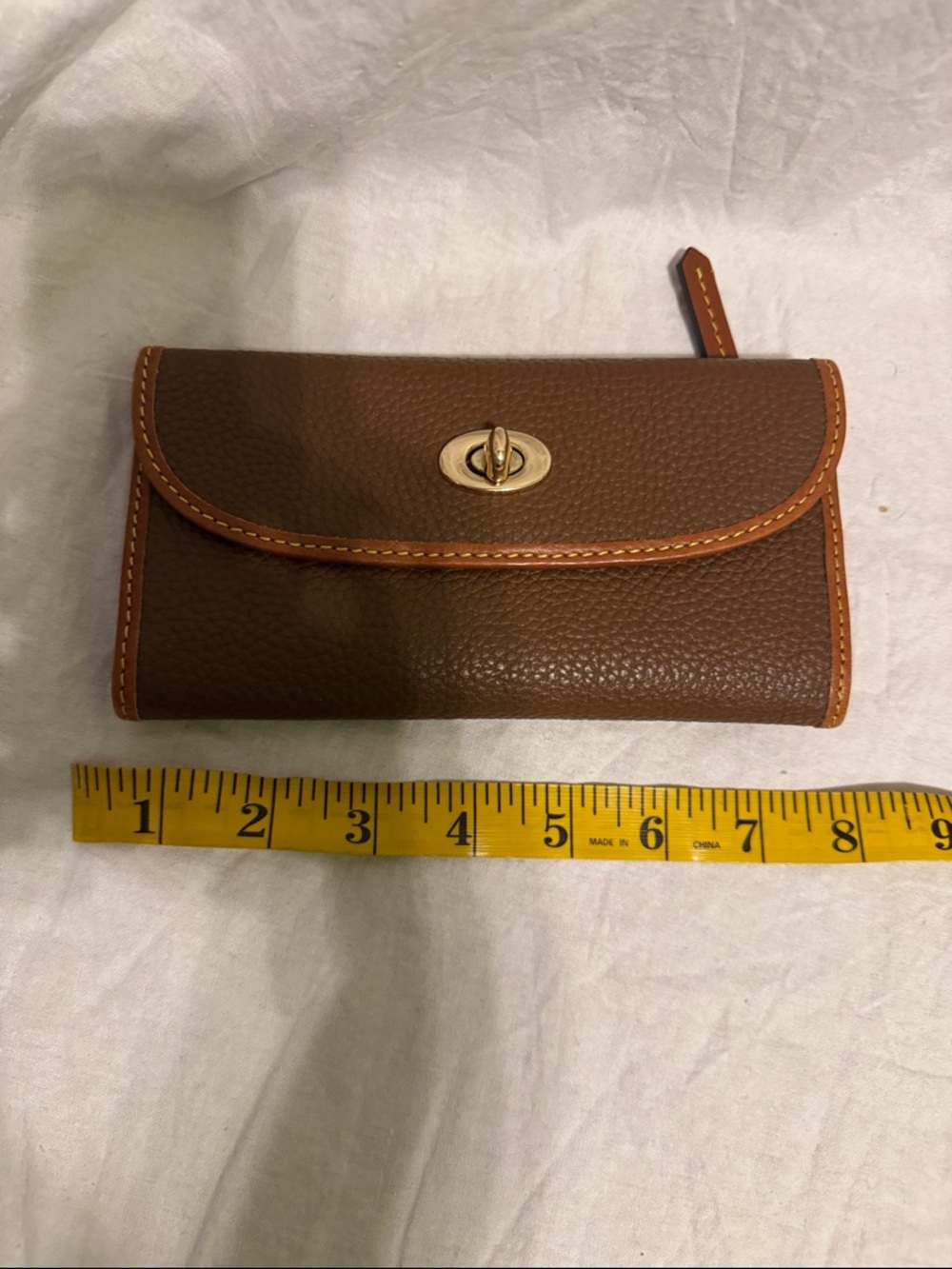 Dooney & Bourke Brown Pebbled Leather Zip Wallet